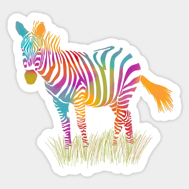 Rainbow Colored Zebra Sticker by Alissa Carin